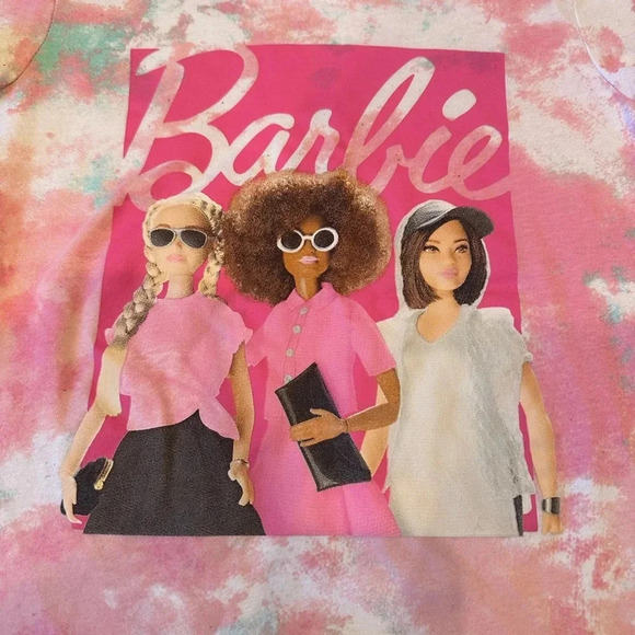 Barbie Girls Tie-Dye Graphic T-Shirt Pink Multicolor Size Large - Picture 3 of 6